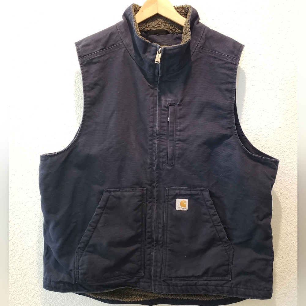 Carhartt Sherpa Lined Canvas Work Vest Men's Sz - XL Loose Blue